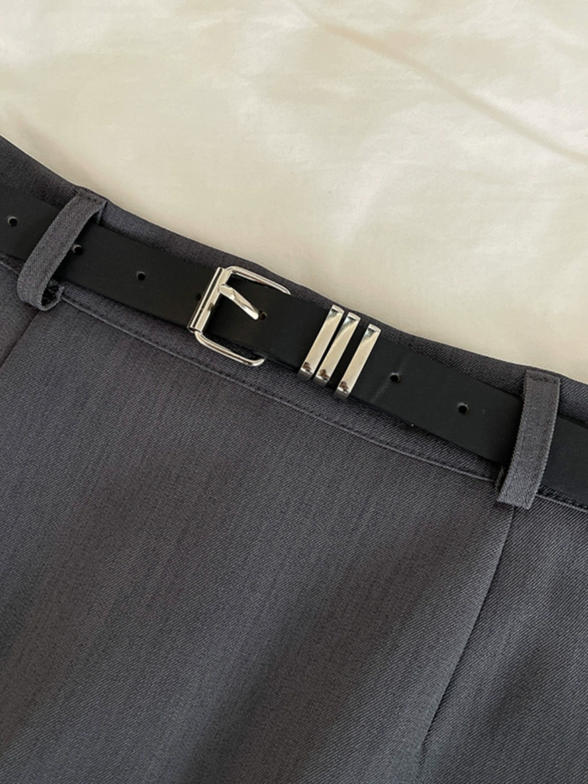 时尚气质纯色高腰半身裙2024秋季新款韩版女装腰带中长款A字裙潮 - Image 2