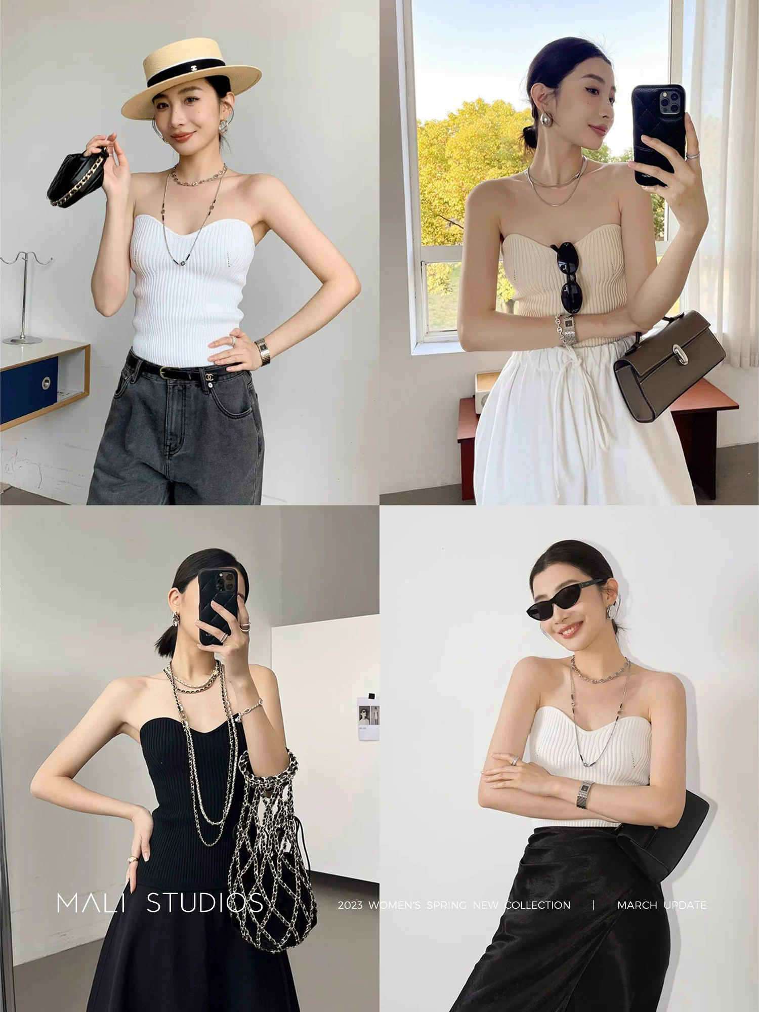 MALI|复古回潮_春夏修身弹力显瘦针织胸衣抹胸 - Image 5