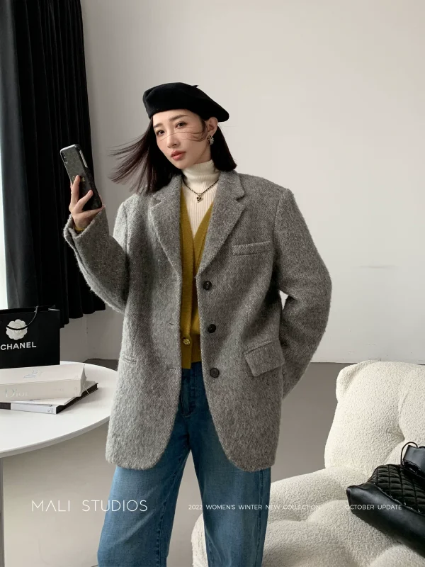 MALI｜VTG夹花混色加厚毛呢 经典直身西装/西装式大衣
