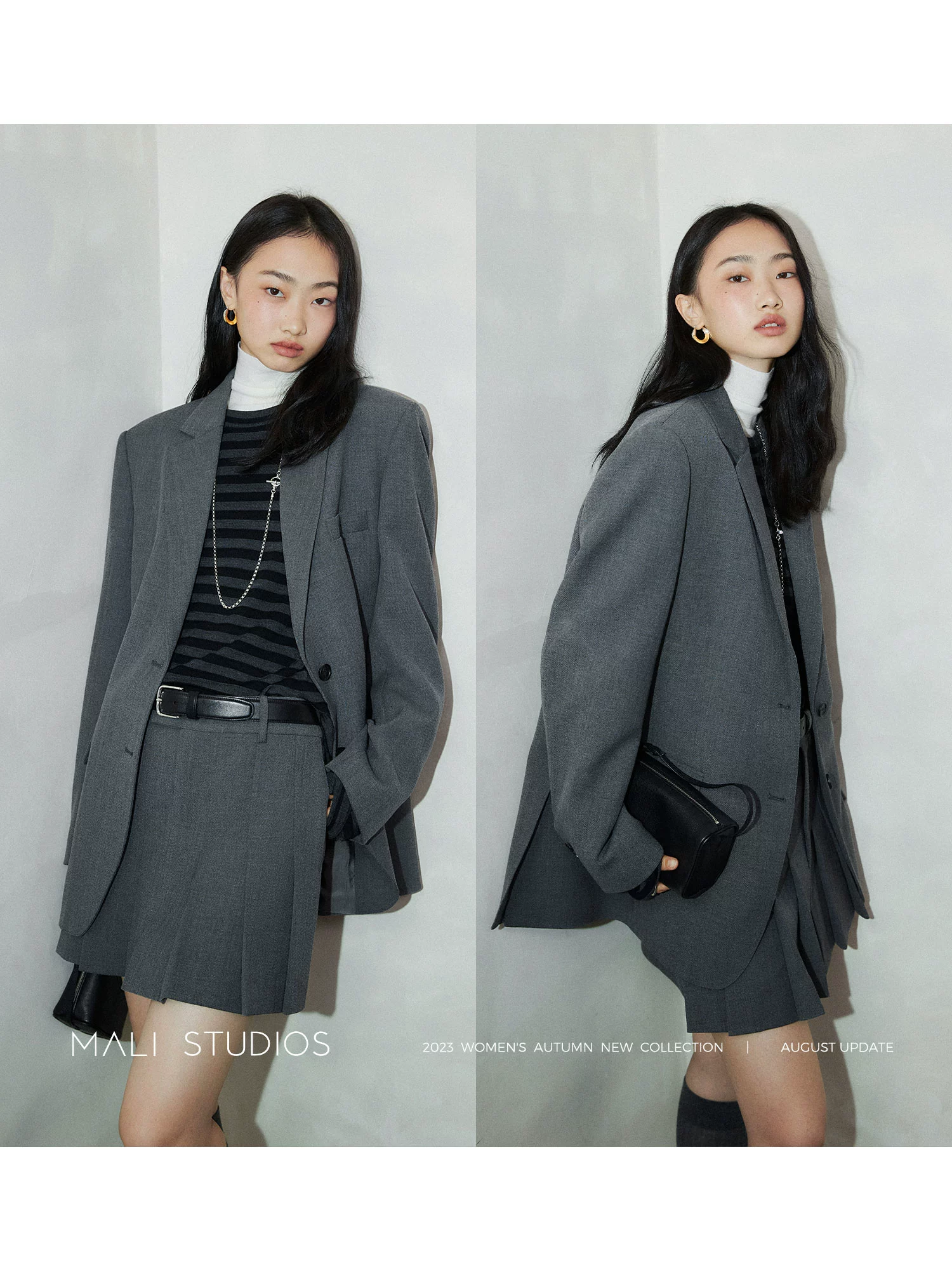 MALI|知识分子风套装_高端精纺羊毛经典廓西+长&短百褶裙 - Image 3