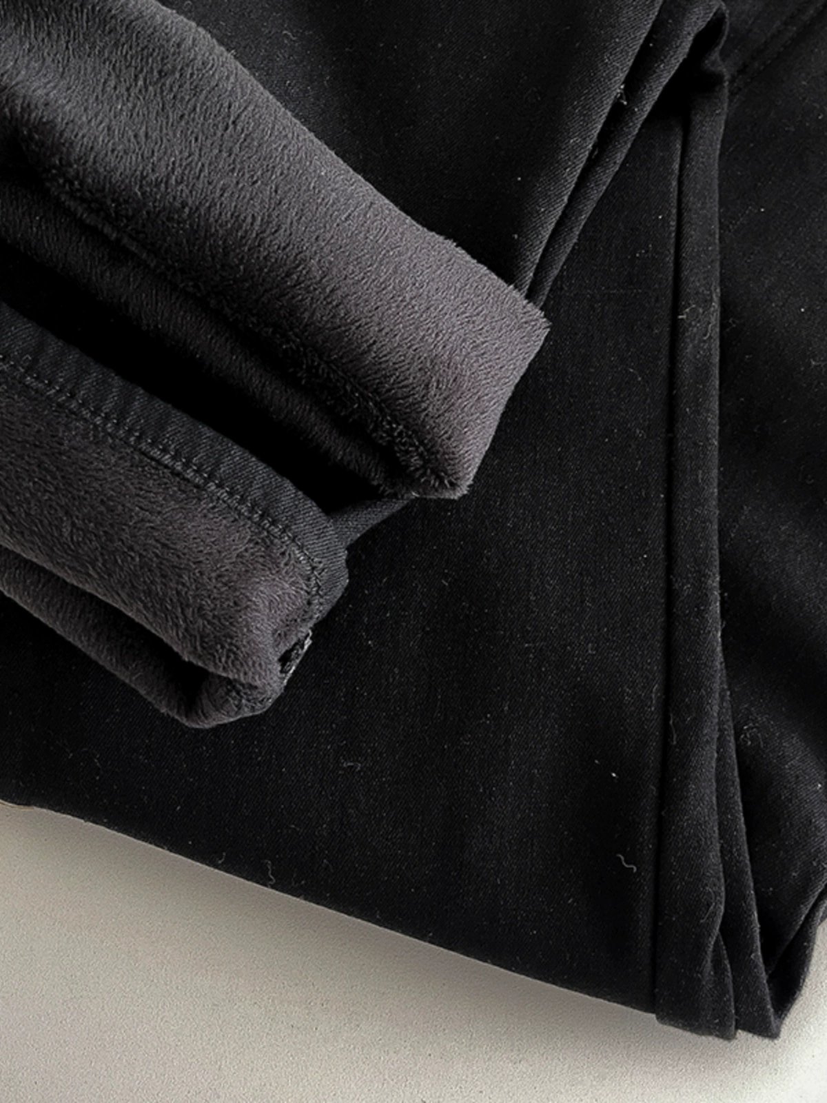 加绒加厚黑色牛仔裤女装2024冬季新款韩版高腰宽松宽松阔腿长裤子 - Image 5