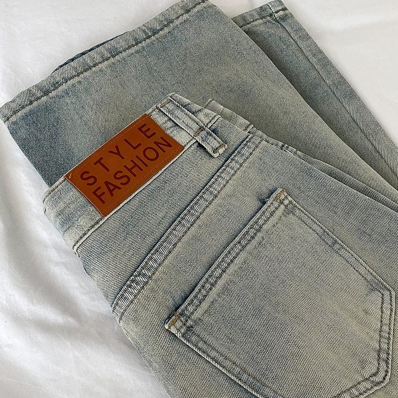 复古做旧水洗牛仔裤2024秋季新款女装百搭浅色宽松垂感阔腿长裤子 - Image 4