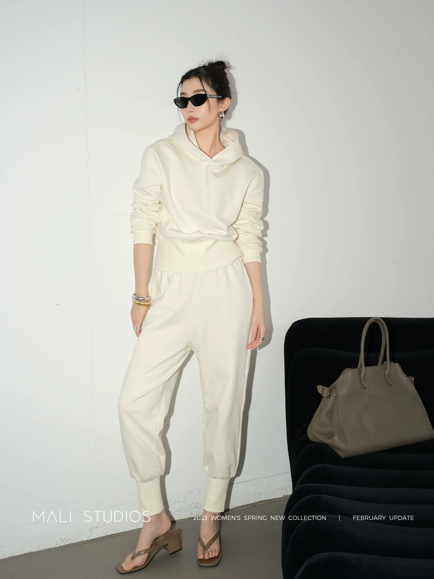 MALI|高克重新疆长绒棉_时髦百搭运动连帽卫衣束脚裤套装 - Image 4